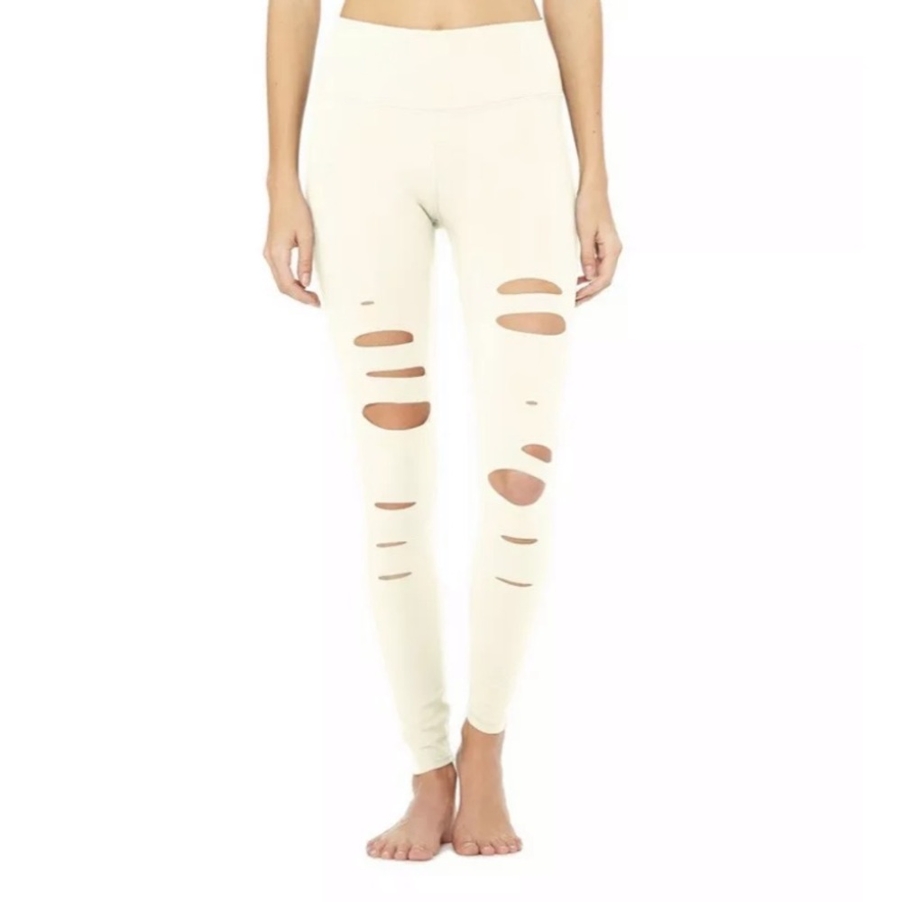 ALO YOGA High Waist  ripped Warrior Legging. NWT